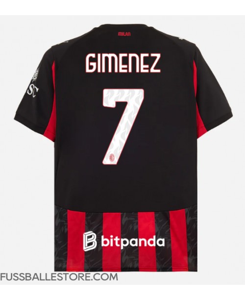 Günstige AC Milan Santiago Gimenez #7 Heimtrikot 2025-26 Kurzarm Günstige AC Milan Santiago Gimenez #7 Heimtrikot 2025-26 Kurzarm